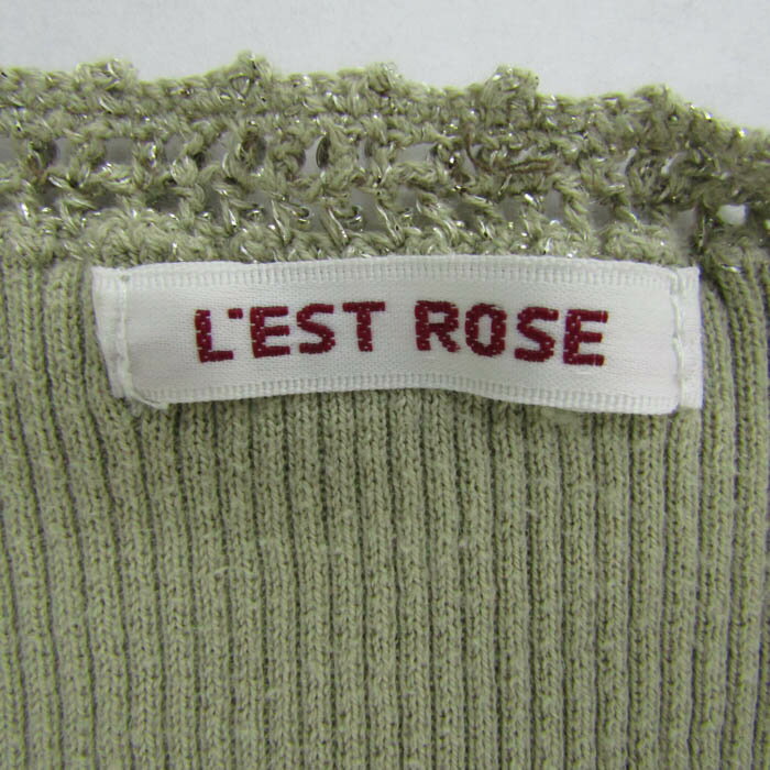 L'EST ROSE レストローズ タンクトップ ノースリーブ シャツ トップス リブニット ラメ レディース 2サイズ オリーブ 【中古】