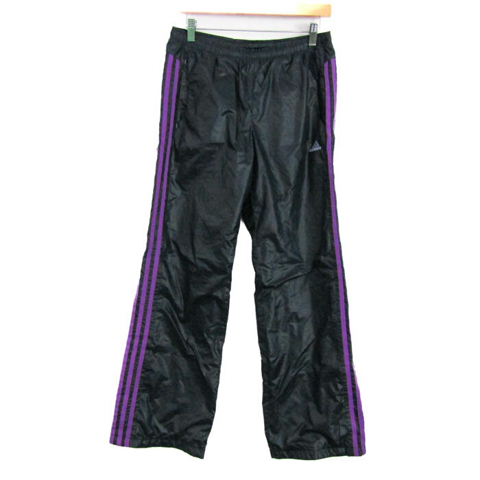 adidas アディダス パンツ ボトムス サイドライン 裏起毛 スポーツウエア メンズ Lサイズ ブラック 【中古】