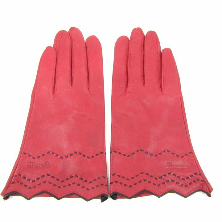 【全品39％OFFクーポン配布中】Marelli マレリ— 手袋 レザー グローブ ブランド 赤 レディース 20cmサイズ レッド 【中古】(4)