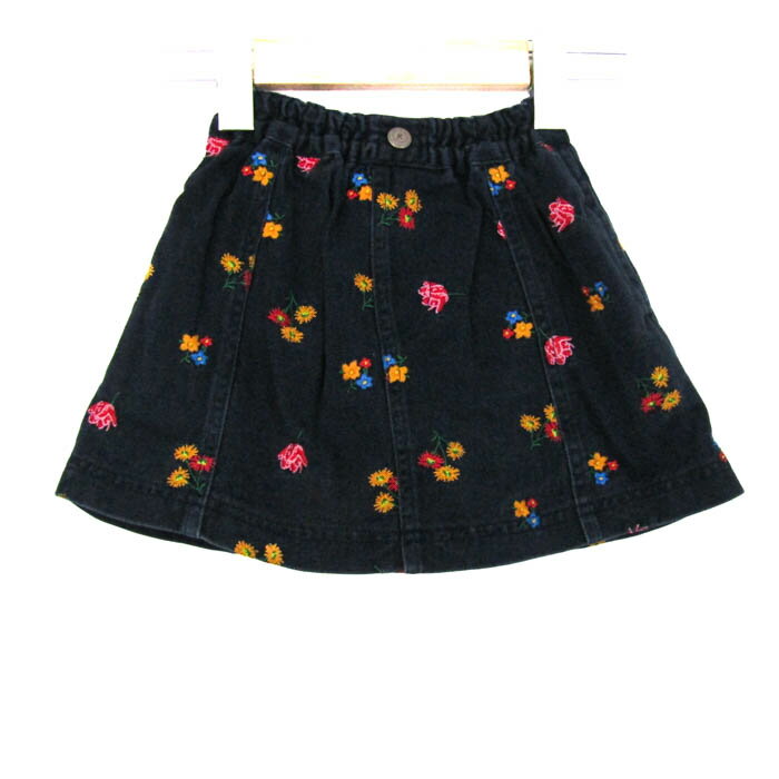 KENZO ケンゾー スカート ボトムス 花柄 刺繍 キッズ 女の子用 100サイズ ネイビー 【中古】