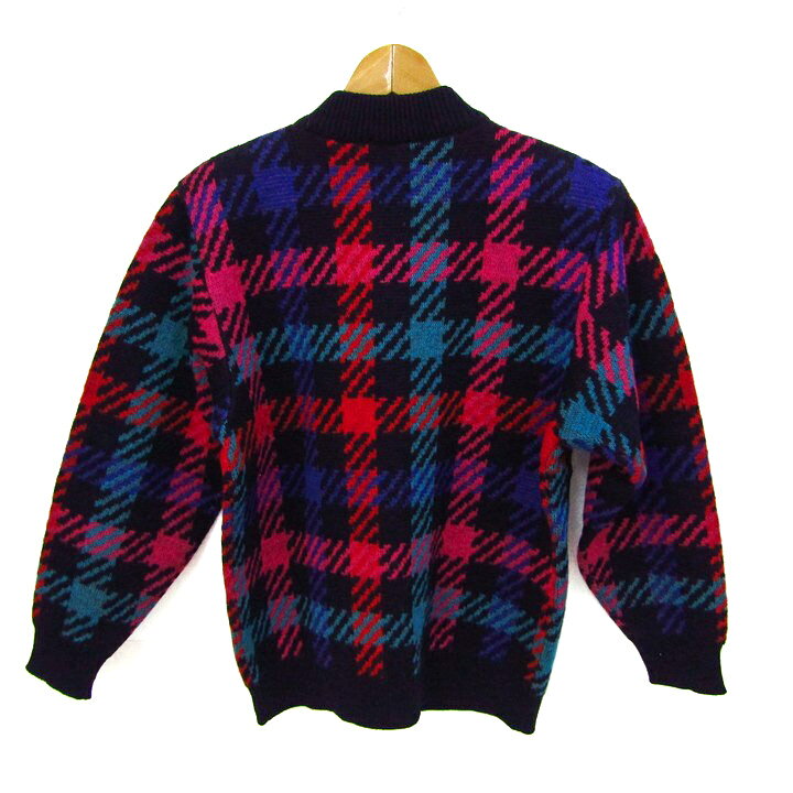 barceのGIVENCHY ジバンシィ カーディガン トップス 長袖 チェック柄 ライフ レディース 9サイズ 紺×紫×赤 【中古】｜アングル2