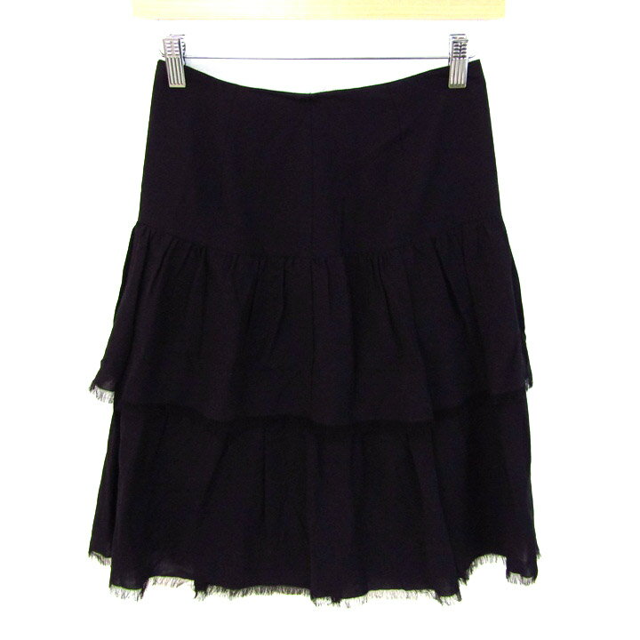STRAWBERRYFIELDS ストロベリーフィールズ ティアードスカート ブランド ボトムス 日本製 黒 レディース Fサイズ ブラック 【中古】