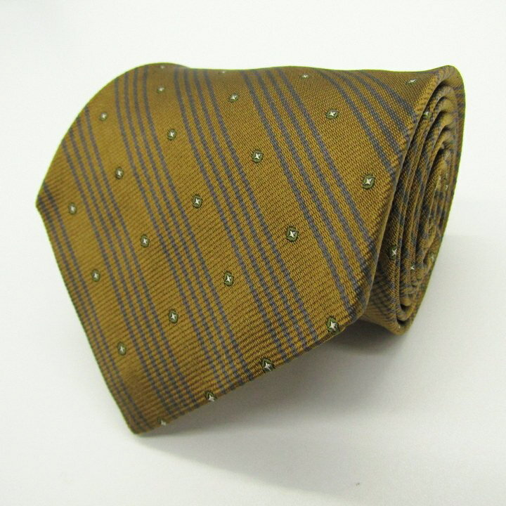 Calvin klein カルバンクライン ブランド ネクタイ ストライプ柄 ドット 小紋柄 シルク 日本製 PO メンズ ブラウン 【中古】