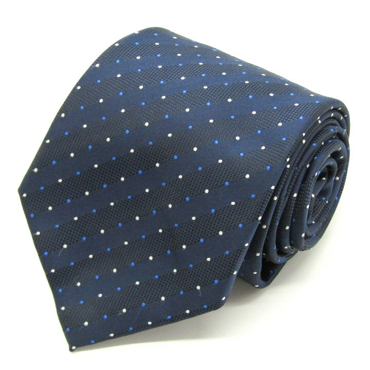 【全品39％OFFクーポン配布中】SIMPLE PHRASE CRAVAT シンプルフレーズクラバット ブランドネクタイ ストライプ柄 ドット グラデーション PO メンズ ネイビー 【中古】