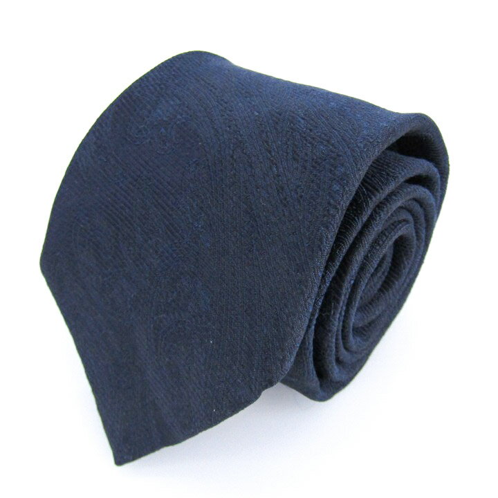 【全品39％OFFクーポン配布中】blazers bank.com ブレザーズバンクドットコム ブランド ネクタイ 総柄 ペイズリー シルク 日本製 PO メンズ ネイビー 【中古】