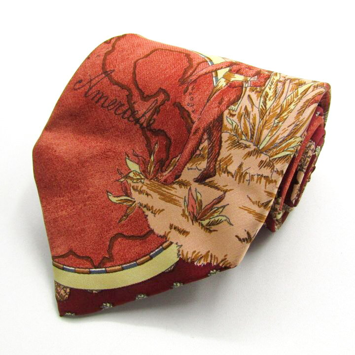 PRIMA CLASSE プリマクラッセ ブランド ネクタイ 総柄 果物 地図 パイナップル シルク イタリア製 PO ..