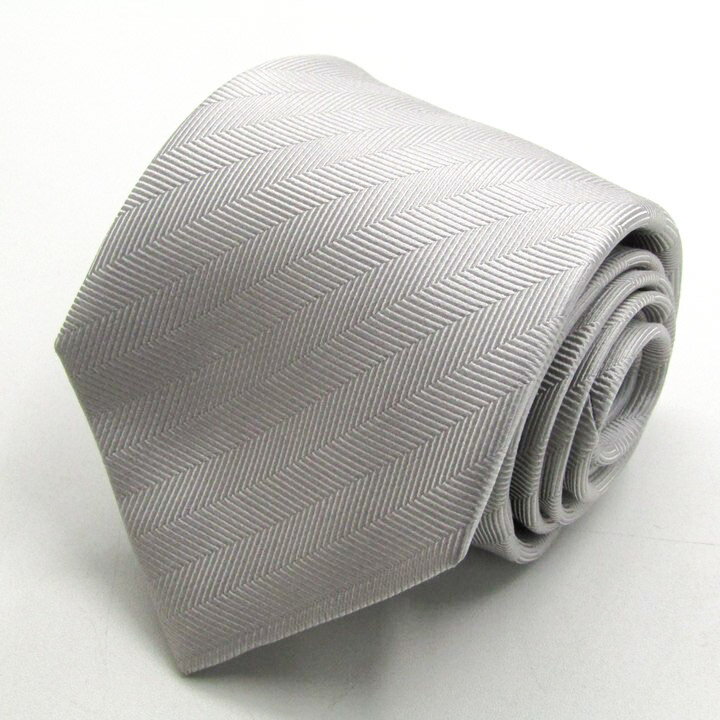 SUIT SELECT スーツセレクト ブランドネクタイ ストライプ柄 ヘリンボーン柄 シルク PO メンズ ライトグレー 【中古】