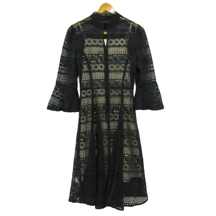 【全品39％OFFクーポン配布中】snidel スナイデル ワンピース ドレス 長袖 レース ブランド トップス 黒 レディース Oサイズ ブラック 【中古】