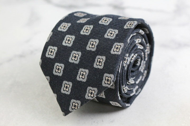 SUIT SELECT スーツセレクト ブランドネクタイ 小紋柄 花柄 シルク ウール PO メンズ ネイビー 【中古】