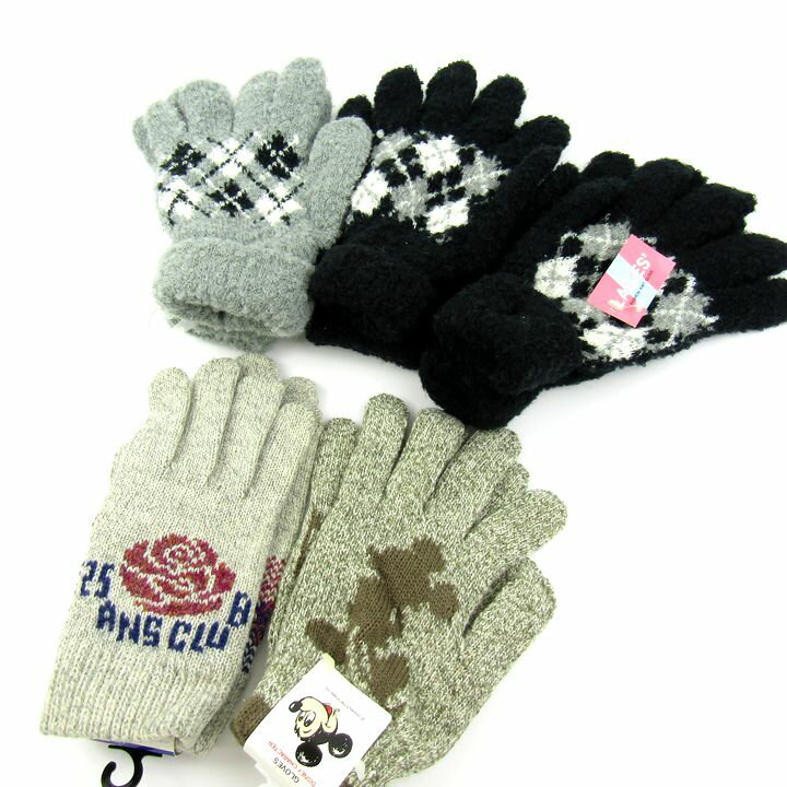 glove ディズニー他 手袋 5点セット 未使用 ミッキー アーガイル柄など まとめて 大量 レディース 【中..