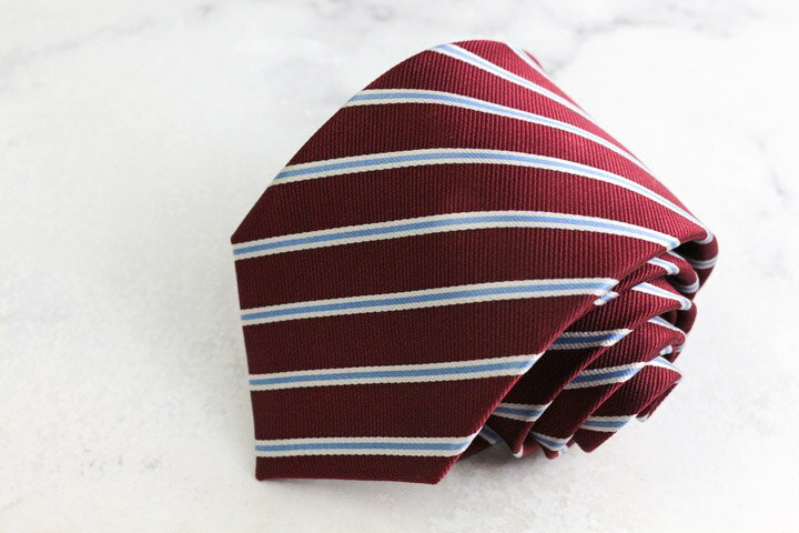 LES MUES レミュー ブランドネクタイ ストライプ柄 グラデーション シルク PO メンズ ワインレッド 【中古】