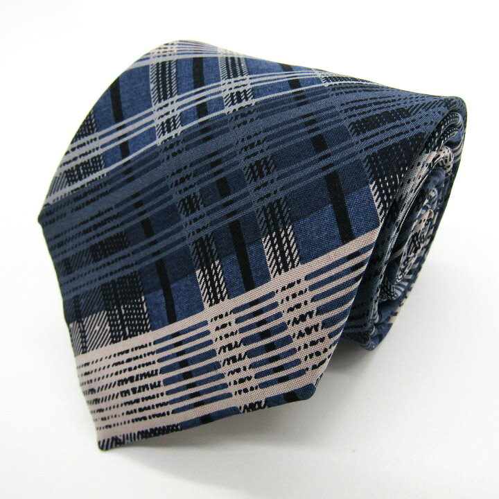 renoma レノマ ブランド ネクタイ チェック柄 格子柄 シルク フランス製 PO メンズ ネイビー 【中古】