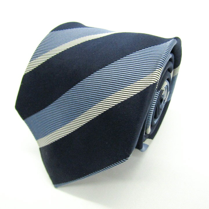 HILTON ヒルトン ブランド ネクタイ ストライプ柄 シルク PO メンズ ネイビー 【中古】(4)