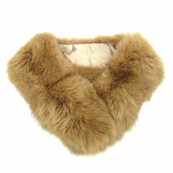 【全品39％OFFクーポン配布中】SAGA FOX サガフォックス ファー ショール ティペット ブランド マフラー リアルファー レディース ブラウン 【中古】