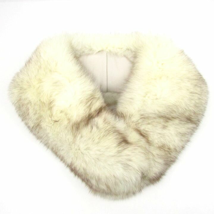 【全品39％OFFクーポン配布中】SAGA FOX サガフォックス ファーショール ティペット マフラー リアルファー ブランド レディース ブラウン×アイボリー 【中古】