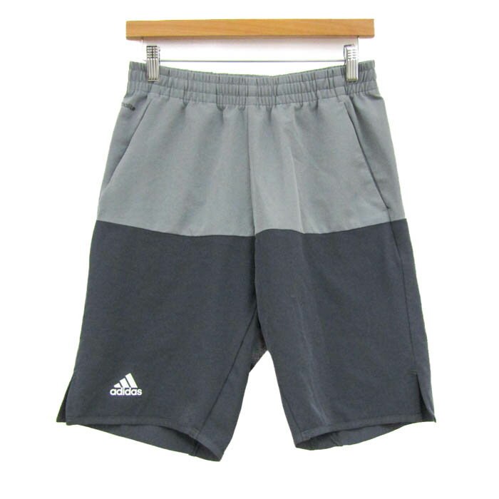 adidas アディダス ショートパンツ ボトムス バイカラー ハーフパンツ スポーツウエア メンズ Mサイズ 黒×グレー 【中古】