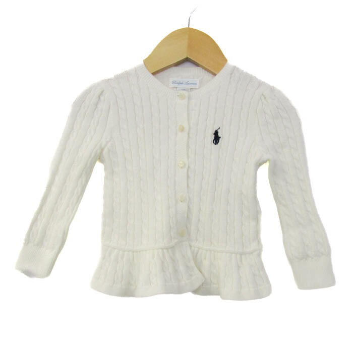 RALPH LAUREN ラルフローレン カーディガン ロゴ トップス ベビー 女の子用 12Mサイズ オフホワイト 【..