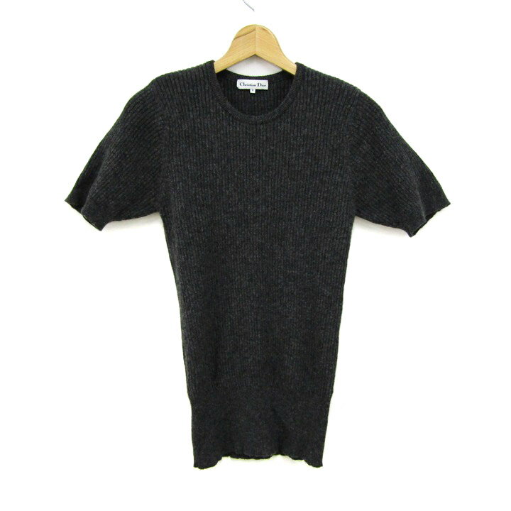 Christian Dior クリスチャンディオール ニット トップス 半袖 リブ クルーネック セーター レディース..
