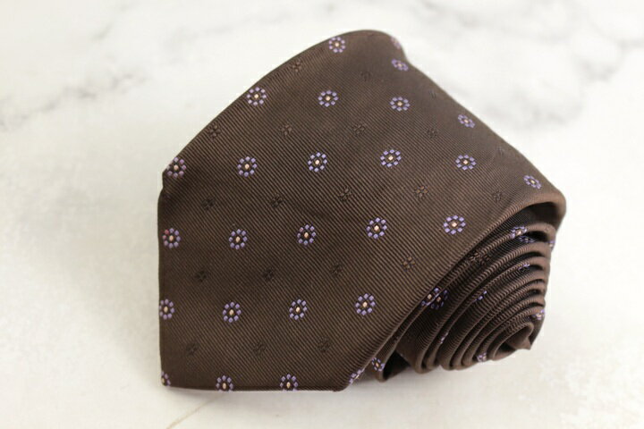 【全品39％OFFクーポン配布中】Franco Spada フランコスパダ ブランドネクタイ ドット 小紋柄 花柄 シルク 日本製 PO メンズ ブラウン 【中古】(4)