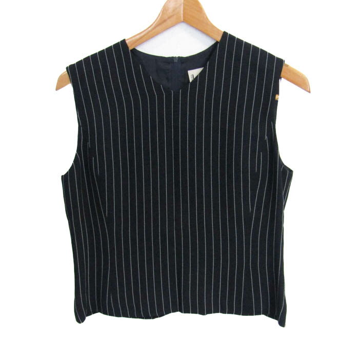 K OF KRIZIA K・オブ・クリツィア ブラウス シャツ トップス ノースリーブ ストライプ柄 レディース 42サイズ 紺×白 【中古】(4)