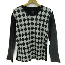 agete アガット ニット トップス 長袖 アーガイル セーター メンズ Lサイズ 黒×白 【中古】