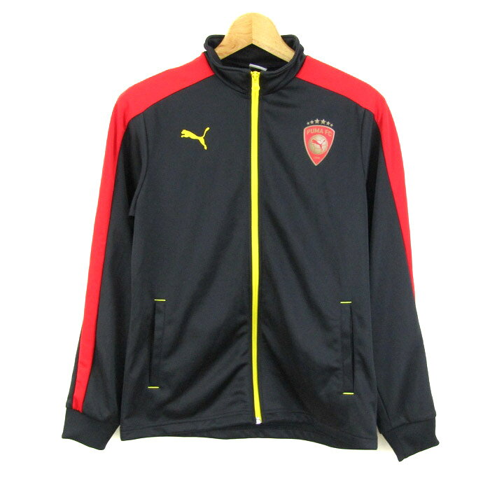 【期間限定50％OFF】PUMA プーマ ジャージ ジャケット アウター サッカー スポーツウエア キッズ 男の子用 160サイズ 黒×赤×黄 【中古】