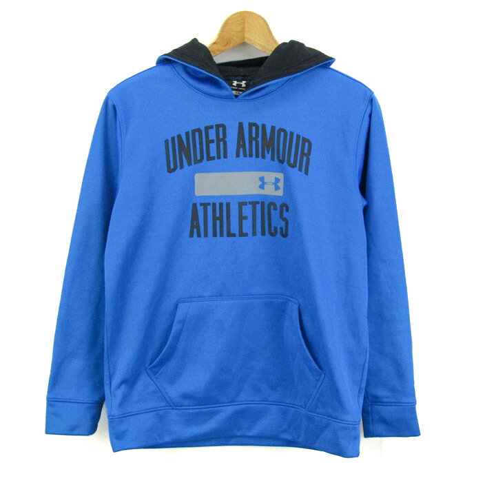 Rakuten - 【期間限定50％OFF】UNDER ARMOUR アンダーアーマー パーカー トップス プルオーバー スウェット 裏起毛 スポーツウエア キッズ 男の子用 YXLサイズ 青 【中古】