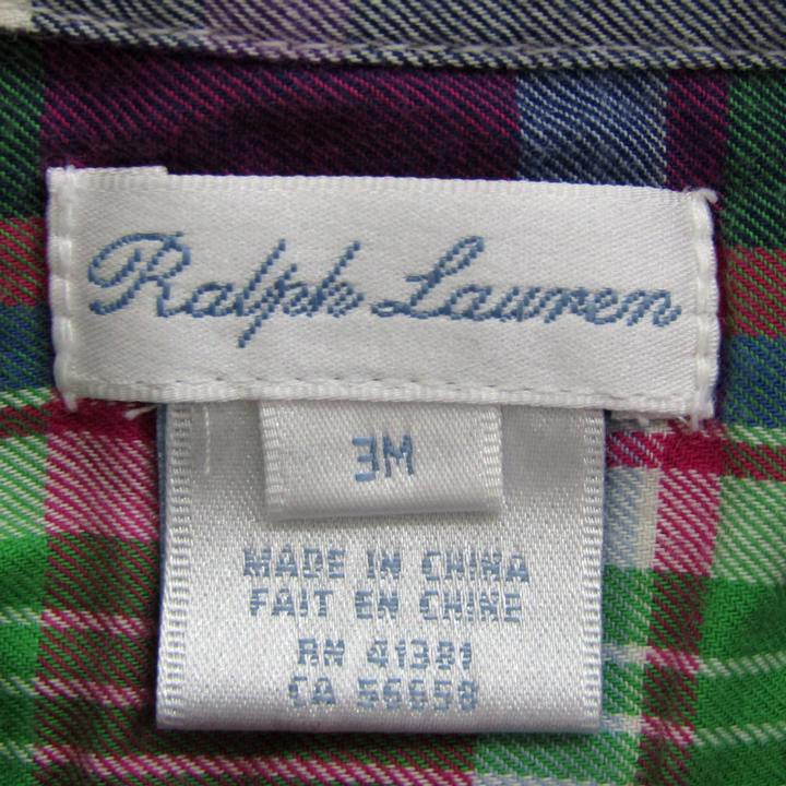 barceのRALPH LAUREN ラルフローレン 長袖シャツ トップス チェック柄 ベビー 男の子用 3Mサイズ 緑×ピンク×紫 【中古】｜アングル3