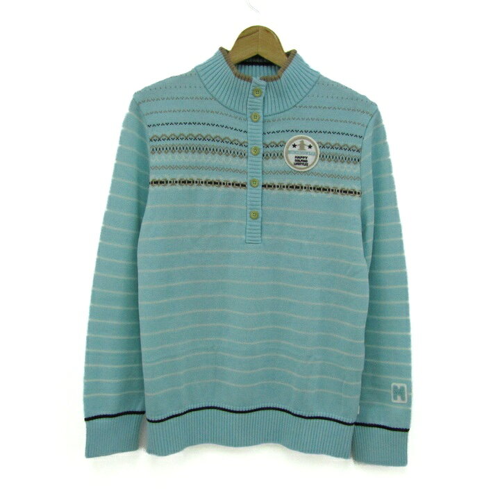 乐天商城 - 【6/20 20:00〜39％OFFクーポン配布中】Munsing wear マンシングウェア セーター トップス 長袖 ゴルフウエア 未使用品 大きいサイズ レディース LLサイズ ミント 【中古】