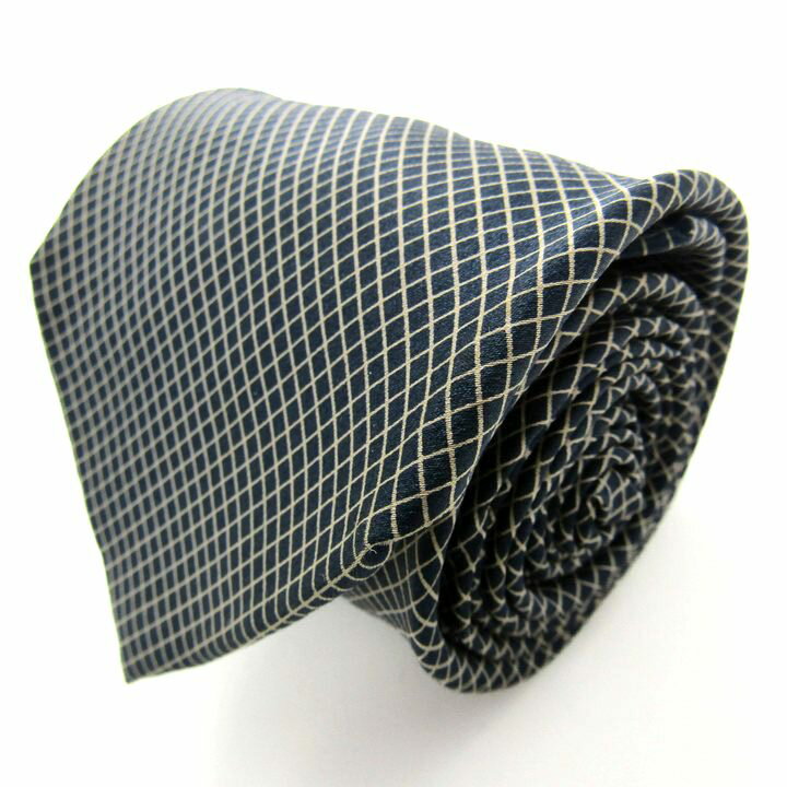 YVES SAINT LAURENT イヴ・サンローラン ブランド ネクタイ チェック柄 シルク イタリア製 PO メンズ ネイビー 【中古】
