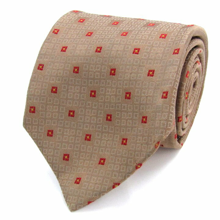 其它 - 【39％OFFクーポン配布中】Borsalino ボルサリーノ ブランド ネクタイ 格子柄 シルク PO メンズ ベージュ 【中古】
