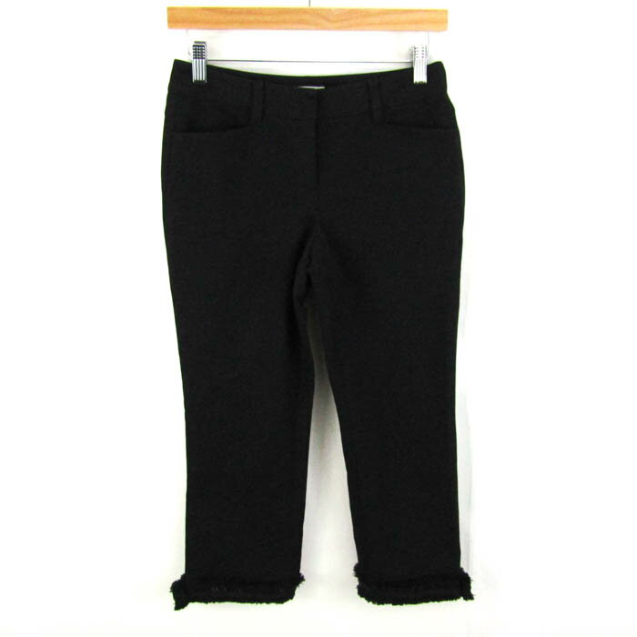 樂天商城 - TO BE CHIC トゥービーシック クロップドパンツ ボトムス ストレッチ フリンジ レディース 38サイズ ブラック 【中古】