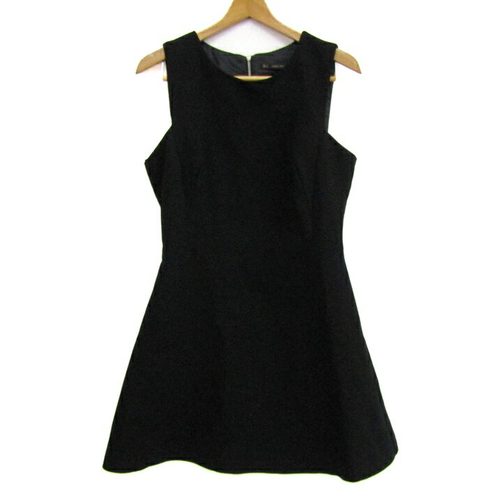 樂天商城 - ZARA BASIC ザラベーシック ワンピース トップス ノースリーブ フレア レディース Lサイズ ブラック 【中古】