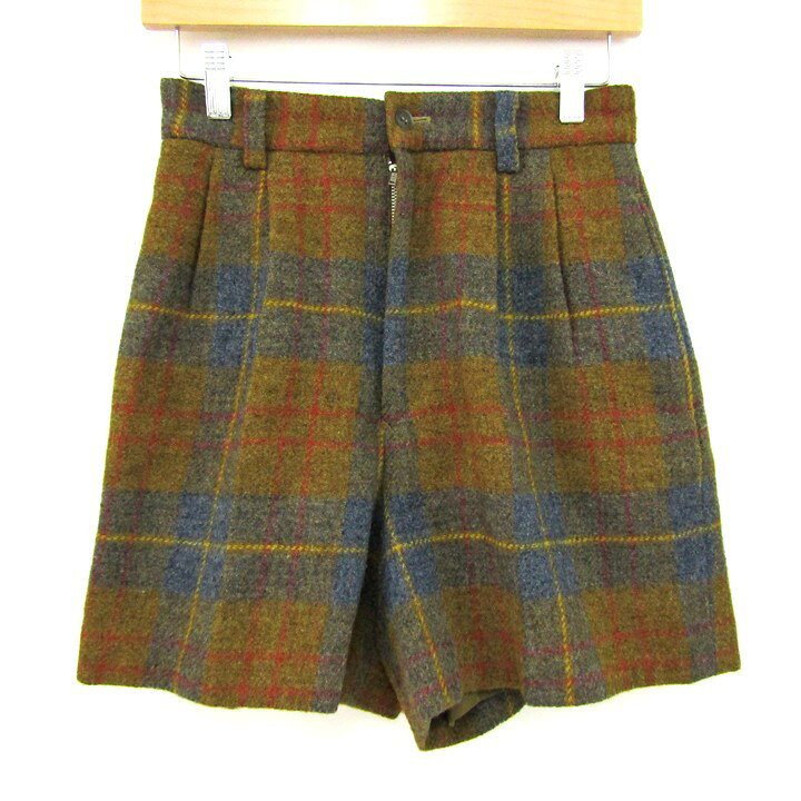 樂天商城 - HARRIS TWEED ハリスツイード ショートパンツ ウール100% ブランド ボトムス レディース Mサイズ イエロー×ブルー 【中古】