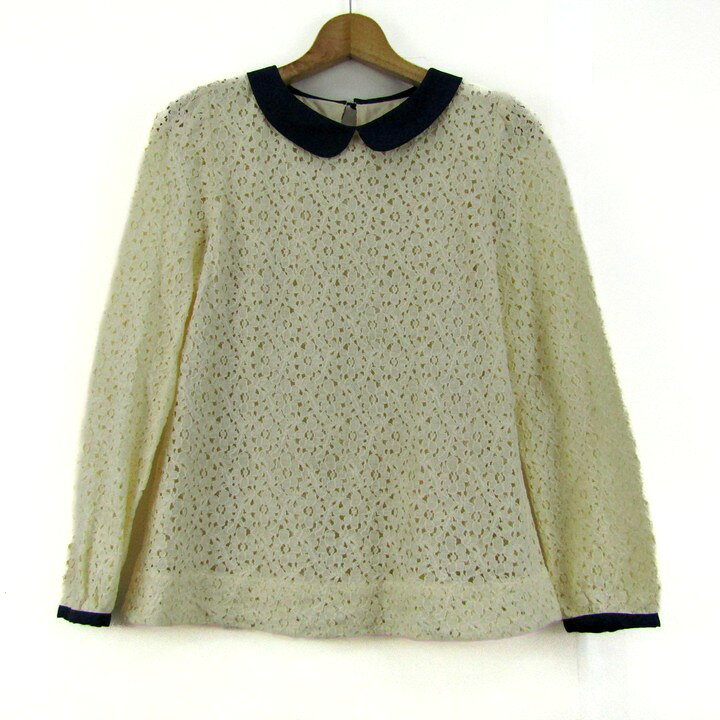 ROPE PICNIC ロペピクニック ブラウス シャツ 長袖 レース トップス レディース Mサイズ ベージュ×ネイビー 【中古】 barce-13270724 barce パッケージ画像