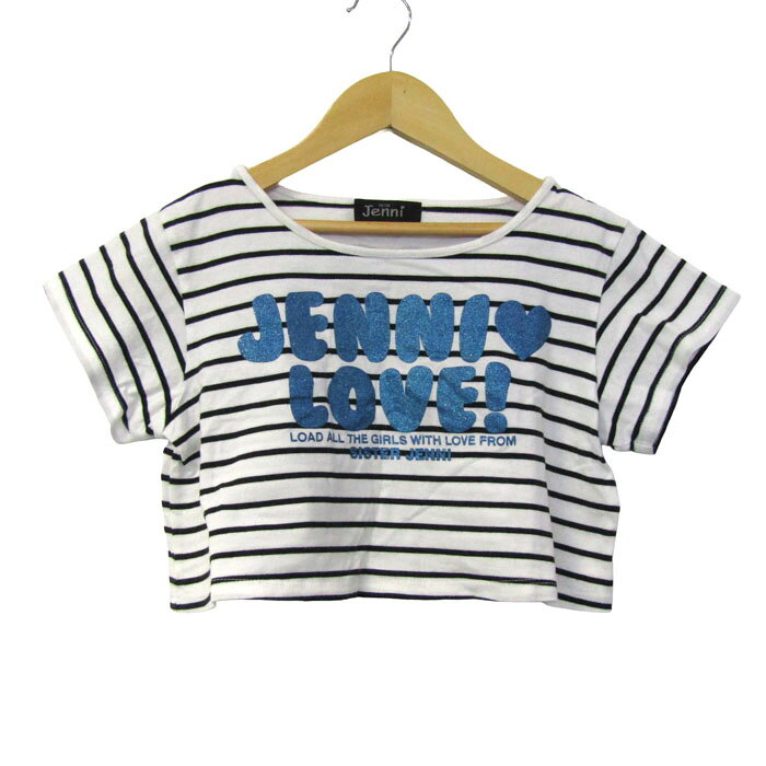 Rakuten - SISTER Jenni シスタージェニー 半袖Tシャツ ショート丈 ボーダー トップス キッズ 女の子用 140サイズ ホワイト×ブラック 【中古】