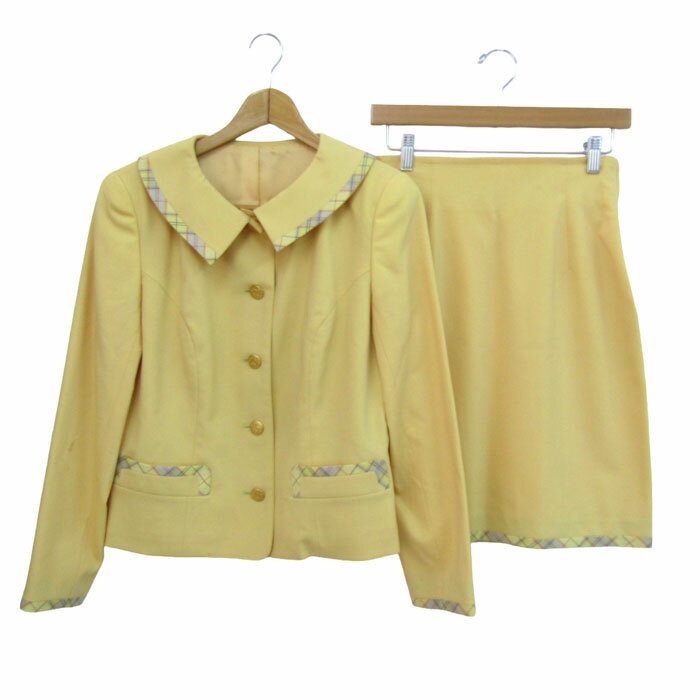 JUNKO SIMADA ジュンコシマダ スーツ セットアップ 上下セット ジャケット スカート ウール混 レディース 9サイズ イエロー 【中古】