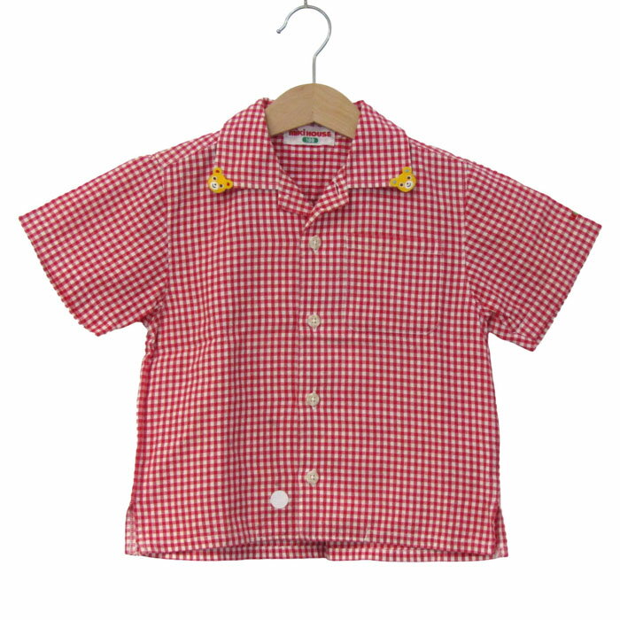 Rakuten - 【期間限定50％OFF】MIKIHOUSE ミキハウス 半袖シャツ トップス チェック柄 コットン 日本製 キッズ 男の子用 100サイズ 赤×白 【中古】