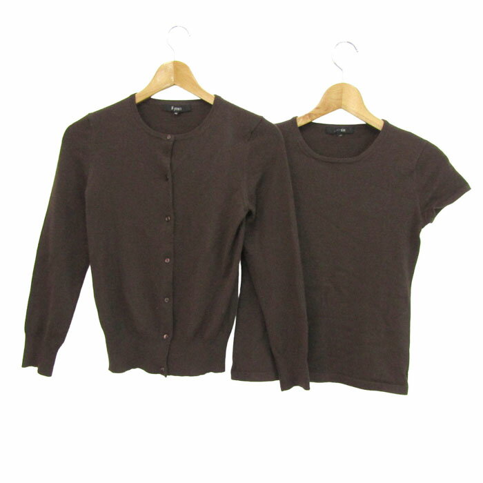 Wool - M-premier エムプルミエ アンサンブル カーディガン 半袖ニット ウール混 トップス レディース 38サイズ ブラウン 【中古】