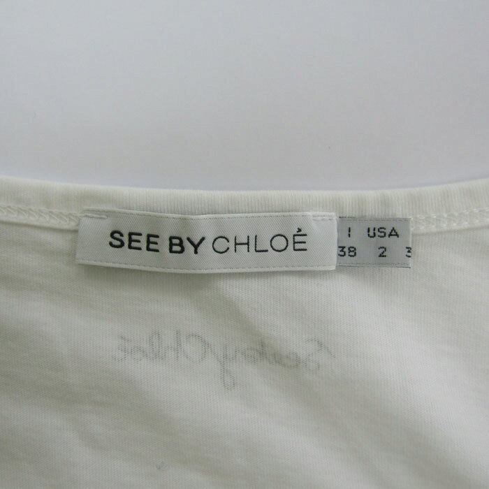 barceのSEE BY CHLOE シーバイクロエ チュニック リボン シャツ トップス レディース 38サイズ ホワイト×ブラック 【中古】｜アングル3