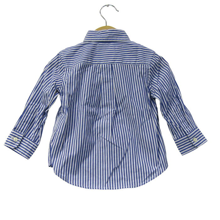barceのRALPH LAUREN ラルフローレン 長袖シャツ トップス ストライプ柄 ナチュラルストレッチ ベビー 男の子用 12Mサイズ ブルー 【中古】｜アングル2