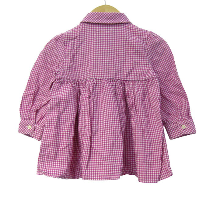 barceのRALPH LAUREN ラルフローレン 長袖シャツ トップス ギンガムチェック柄 フリル ベビー 女の子用 12M80/48サイズ ピンク 【中古】｜アングル2