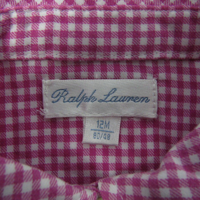 barceのRALPH LAUREN ラルフローレン 長袖シャツ トップス ギンガムチェック柄 フリル ベビー 女の子用 12M80/48サイズ ピンク 【中古】｜アングル3