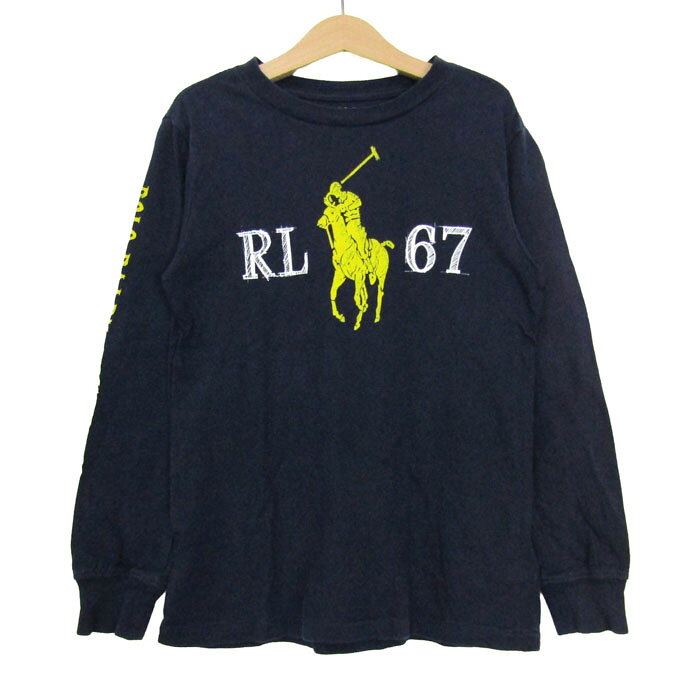 乐天商城 - POLO RALPH LAUREN ポロラルフローレン 長袖Tシャツ トップス ロンT ビッグポニー キッズ 男の子用 7サイズ ネイビー 【中古】