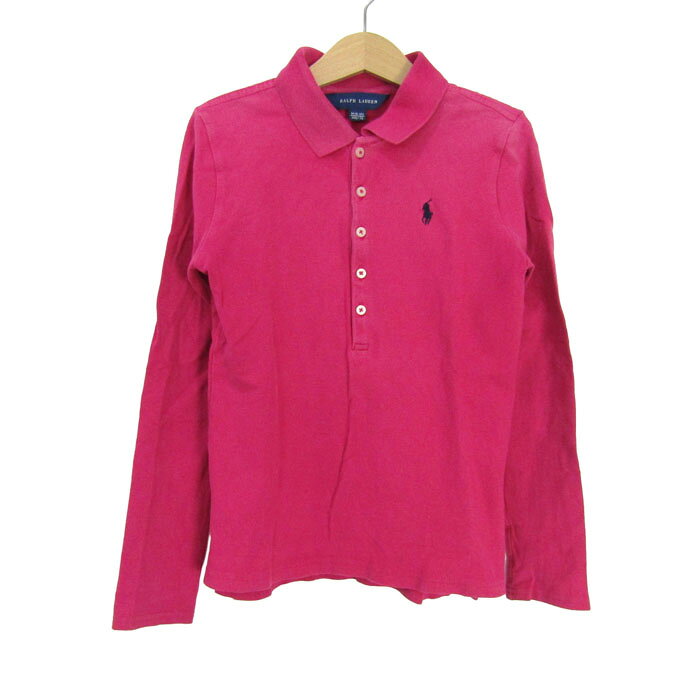 RALPH LAUREN ラルフローレン ポロシャツ トップス 長袖 コットン キッズ 女の子用 M(8-10)サイズ ピンク 【中古】