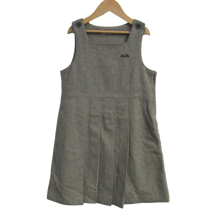 乐天商城 - 【6/20 20:00〜39％OFFクーポン配布中】BeBe べべ ワンピース トップス ジャンパースカート カシミヤ混 キッズ 女の子用 130サイズ グレー 【中古】