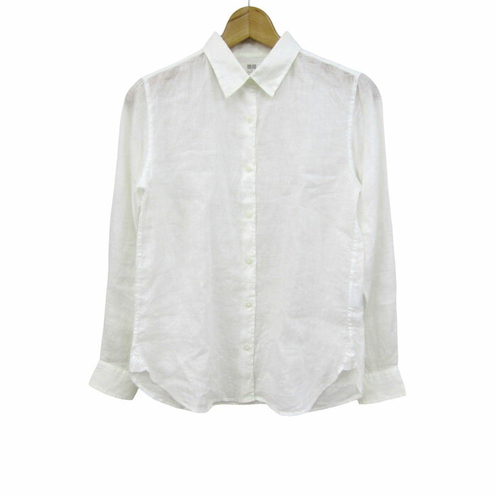 【6/20 20:00〜39％OFFクーポン配布中】UNIQLO ユニクロ 長袖シャツ リネンシャツ リネン100 トップス 白 レディース Sサイズ ホワイト 【中古】