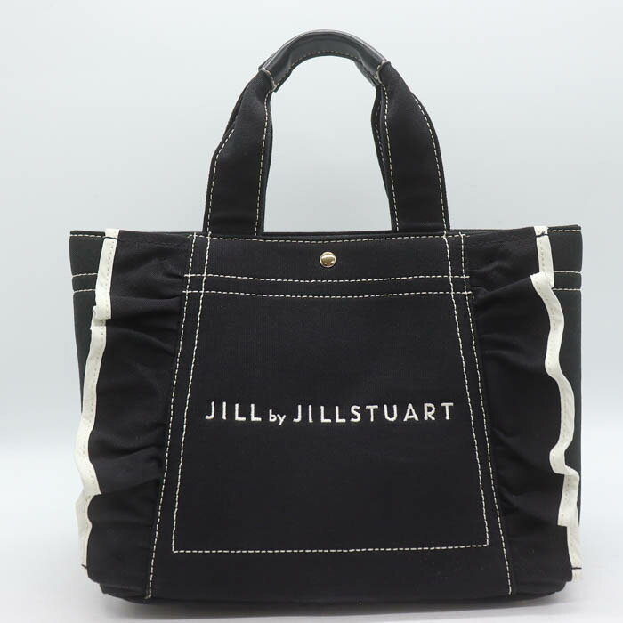 【楽天スーパーSALE 50％OFF】JILL by JILLSTUART ジルバイジルスチュアート ハンドバッグ キャンバス フリル 鞄 カバン ブランド レディース ブラック 【中古】