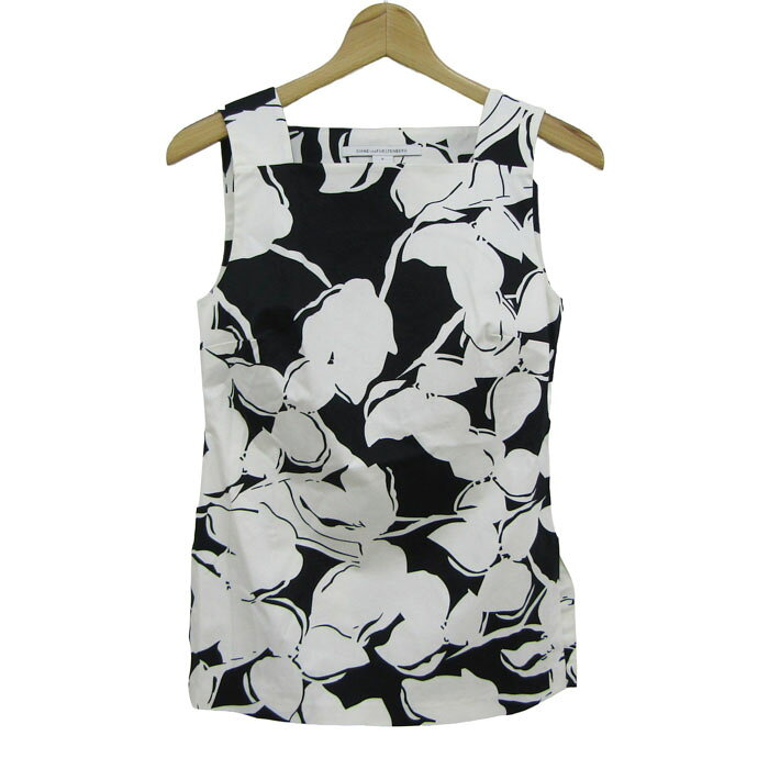 DIANE VON FURSTENBERG ダイアンフォンファステンバーグ ブラウス トップス ノースリーブ レディース ブラック×ホワイト 