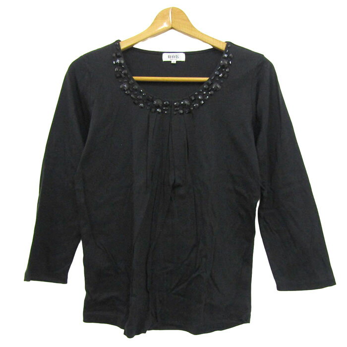 【39％OFFクーポン配布中 10/4 20:00〜10/9 01:59】自由区 ジユウク ブラウス シャツ トップス ビジュー 七分袖 レディース 40サイズ ブラック 【中古】 barce-13286266 barce パッケージ画像